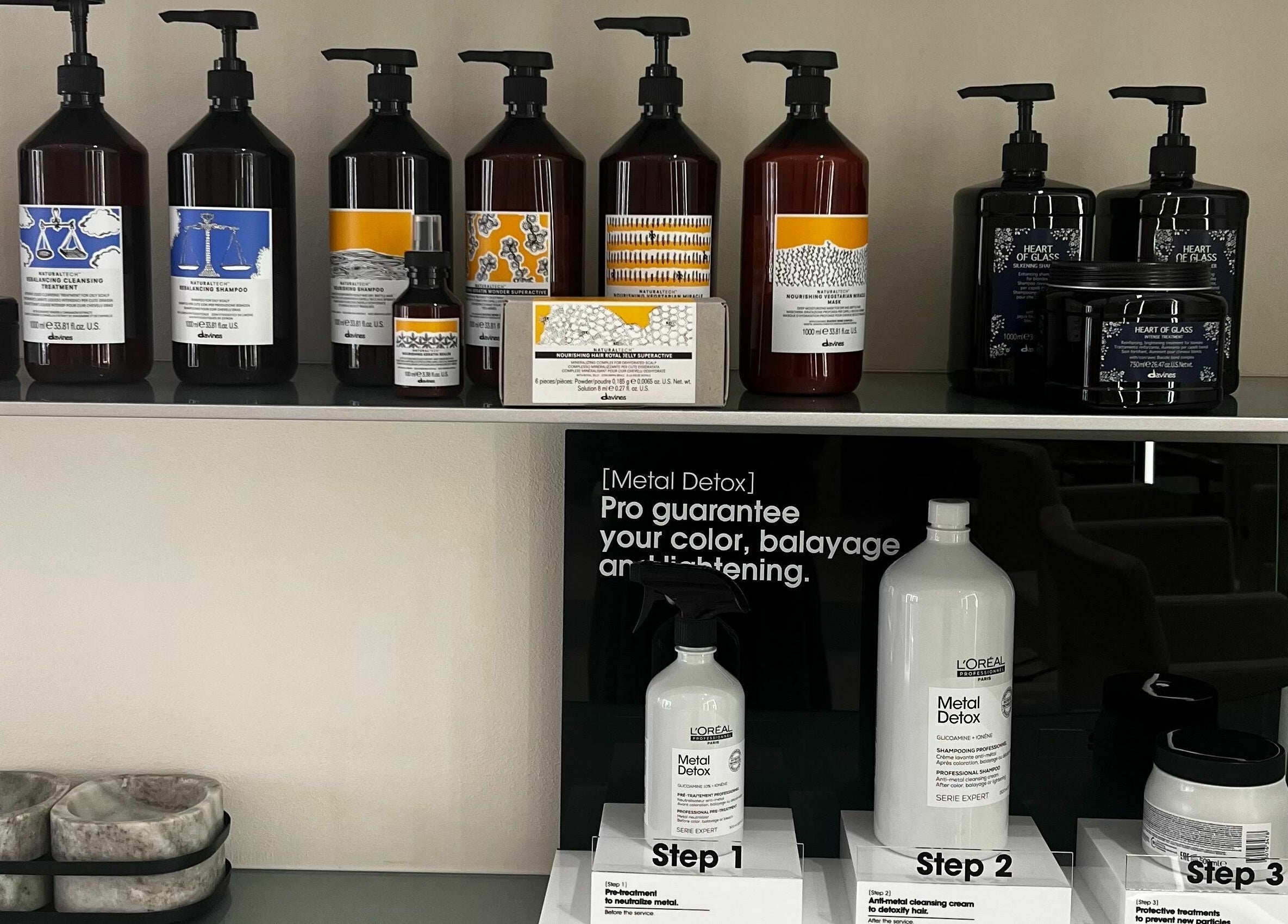 Luxury hair products at Mauve Spa, Abu Dhabi, AE, showcasing premium wellness options.