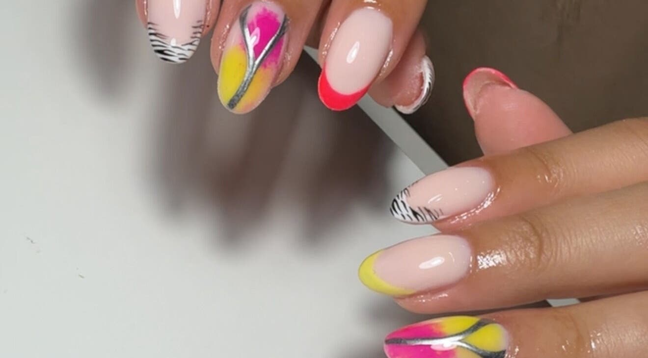 Colorful nail art showcasing unique designs at Bymolh, Lichfield, England, GB.