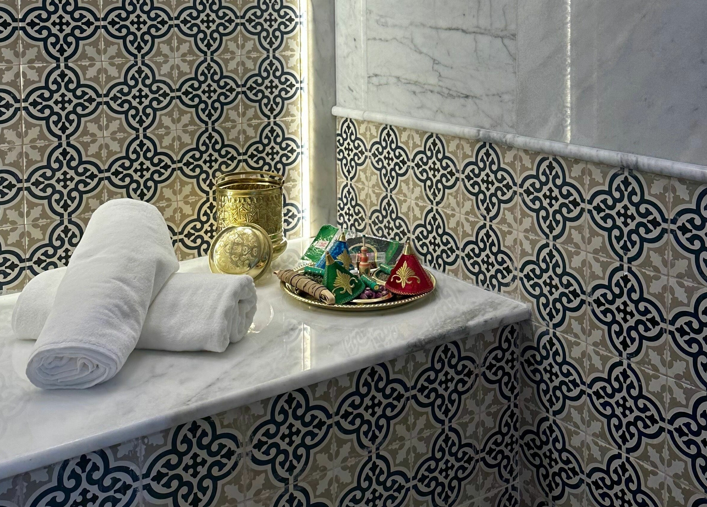 Luxurious spa setup at Hair and Nail Saloon Ajman, عجمان, عجمان, AE with ornate décor and plush towels.