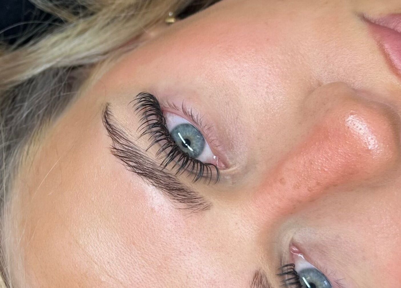 Close-up of eyelash extensions by Ladore Lashes in Scholes, England, GB, showcasing meticulous lash artistry.