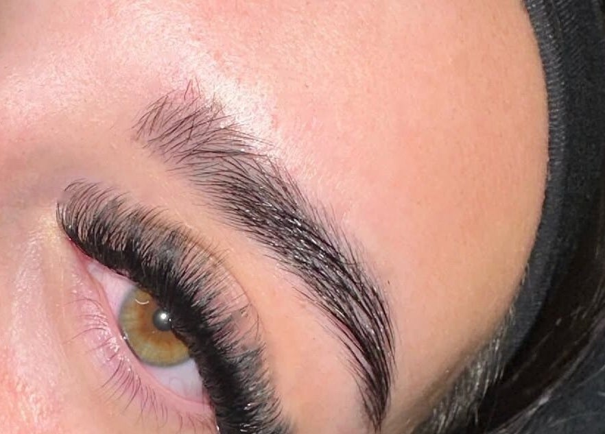 Close-up of elegant eyelash extensions from Ladore Lashes, Scholes, England, GB.