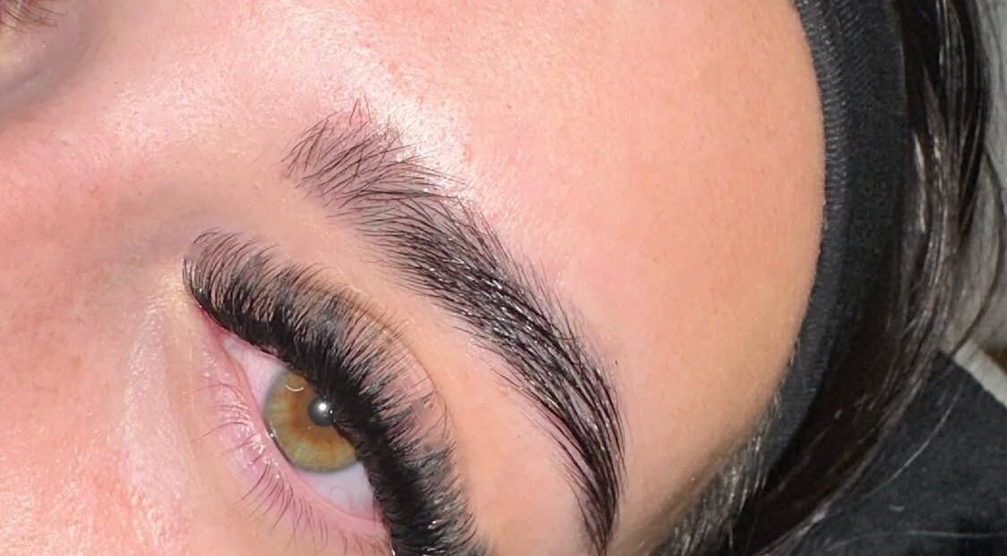 Close-up of elegant eyelash extensions from Ladore Lashes, Scholes, England, GB.