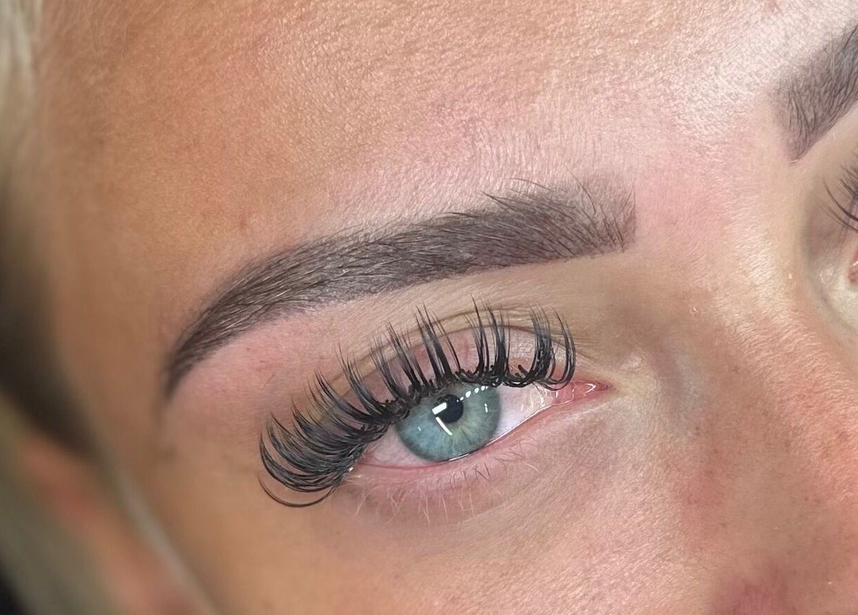 Close-up of lash extensions at Ladore Lashes, Scholes, England, GB showcases expert lash artistry.