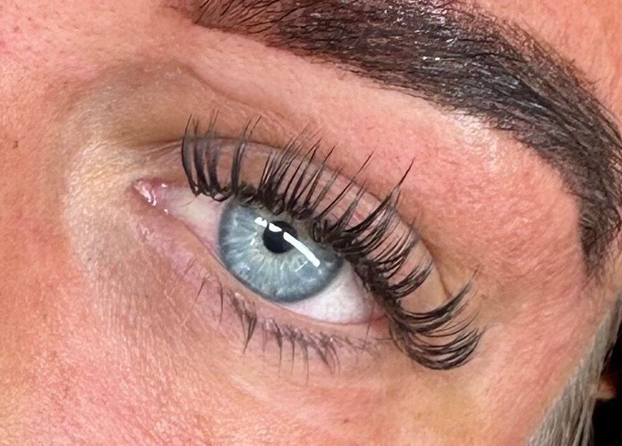 Close-up of eyelash extensions at Ladore Lashes, Scholes, England, GB showcasing intricate lash designs.