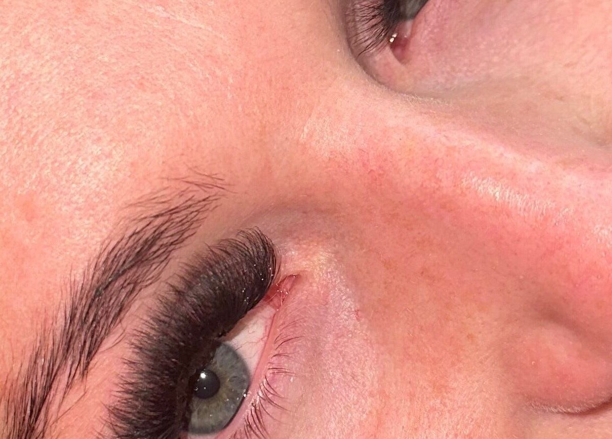 Close-up of flawless eyelash extensions at Ladore Lashes, Scholes, England, GB, showcasing natural beauty enhancement.