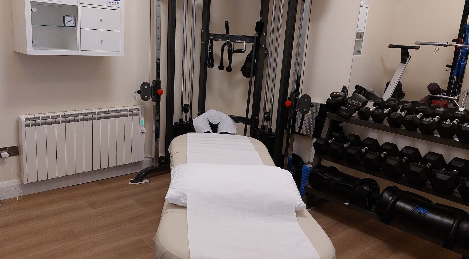 Massage therapy room at Sáiste Massage Therapy, Dublin, County Dublin, IE, featuring a massage table.