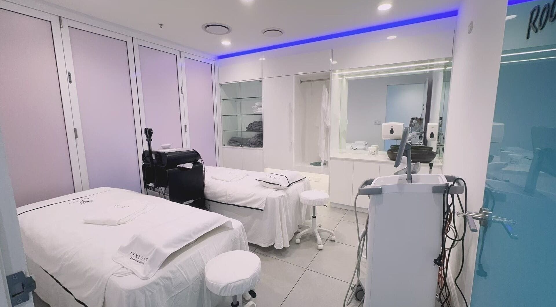 Luxurious treatment room at Serenity Cosmetic Clinic in Chatswood, New South Wales, AU with modern amenities.