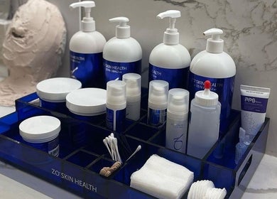 Skincare products displayed at Serenity Cosmetic Clinic, Chatswood, New South Wales, AU.