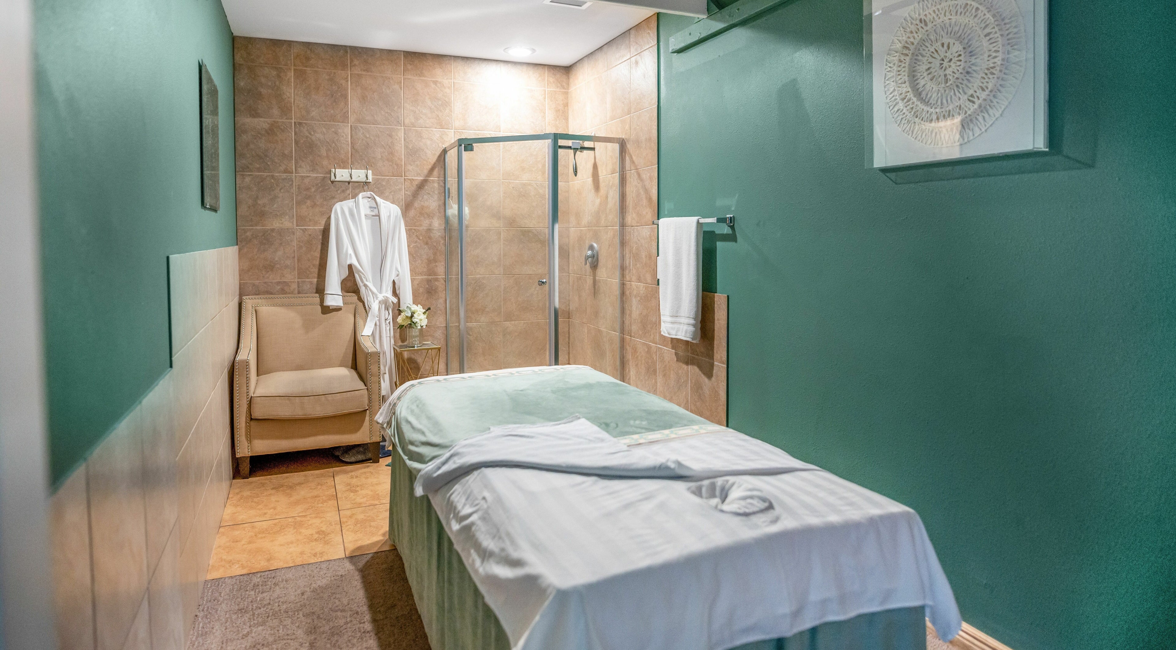 Tranquil massage room at Massage Now, Parker, Colorado, US featuring a cozy chair and relaxing decor.