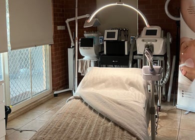 Spa treatment room at Skiin Studio by Paige, Sydney, New South Wales, AU, featuring modern beauty equipment.