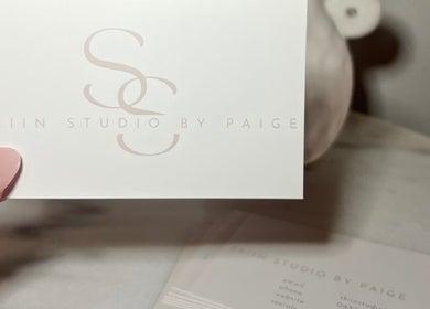 Skiin Studio by Paige business card held in hand, Sydney, New South Wales, AU.