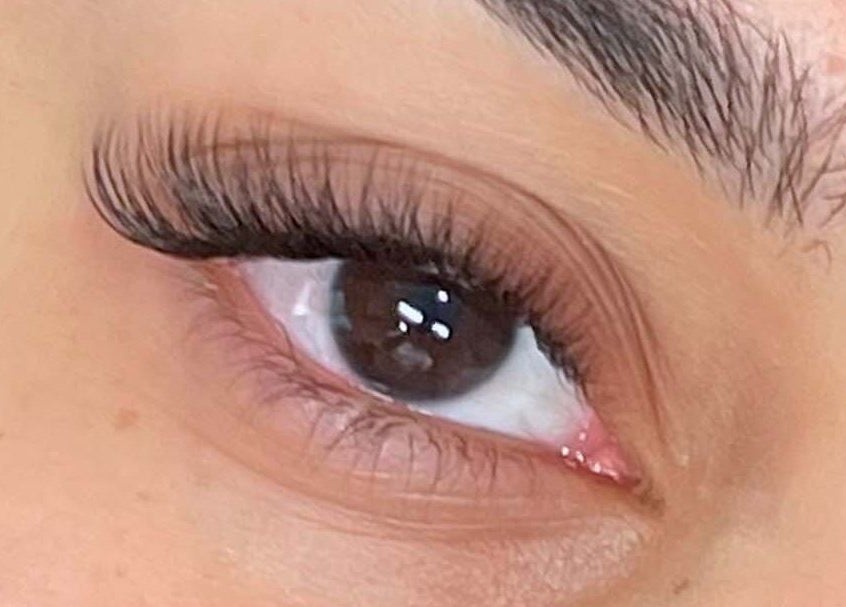 Close-up of perfectly styled eyelashes at Brow And Lash Up Bay Ridge, New York, New York, US.