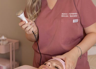 Skincare specialist during a facial at By Bianca Skin Studio, Waterfall, Kwazulu-natal, ZA.