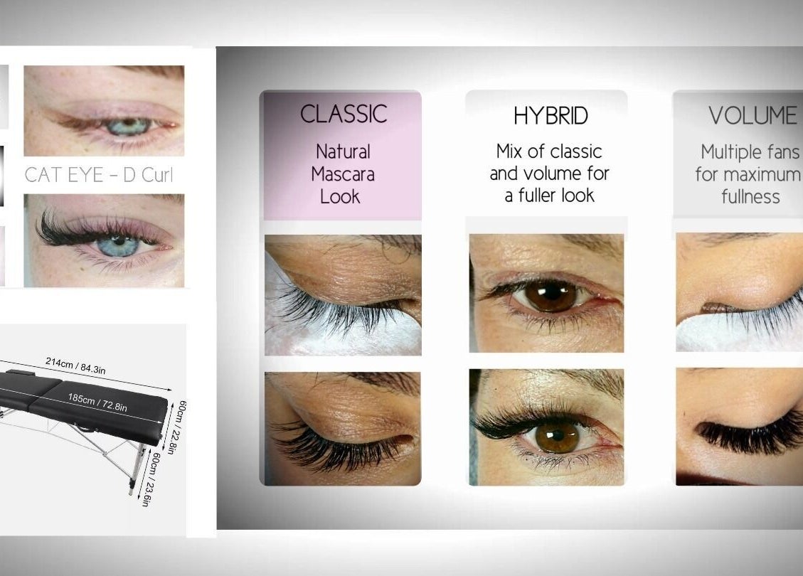 Diverse lash styles from Lashes London Mobile Service at London, England, GB: classic, hybrid, volume.