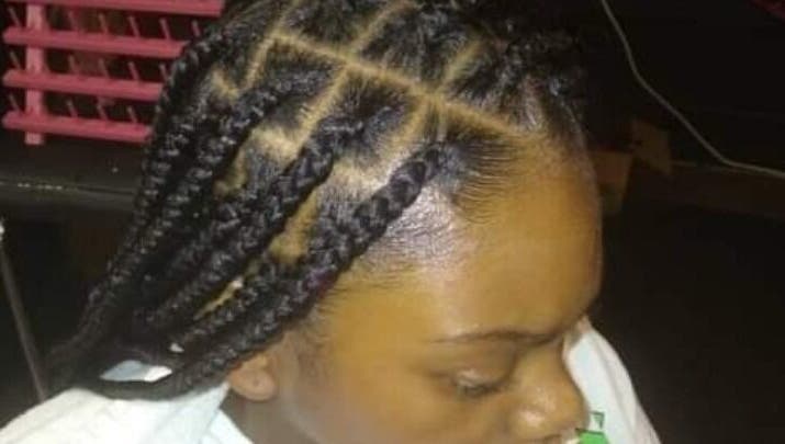 Intricate braided hairstyle at Styles By Nicki in Macon, Georgia, US, showcasing neat and stylish patterns.