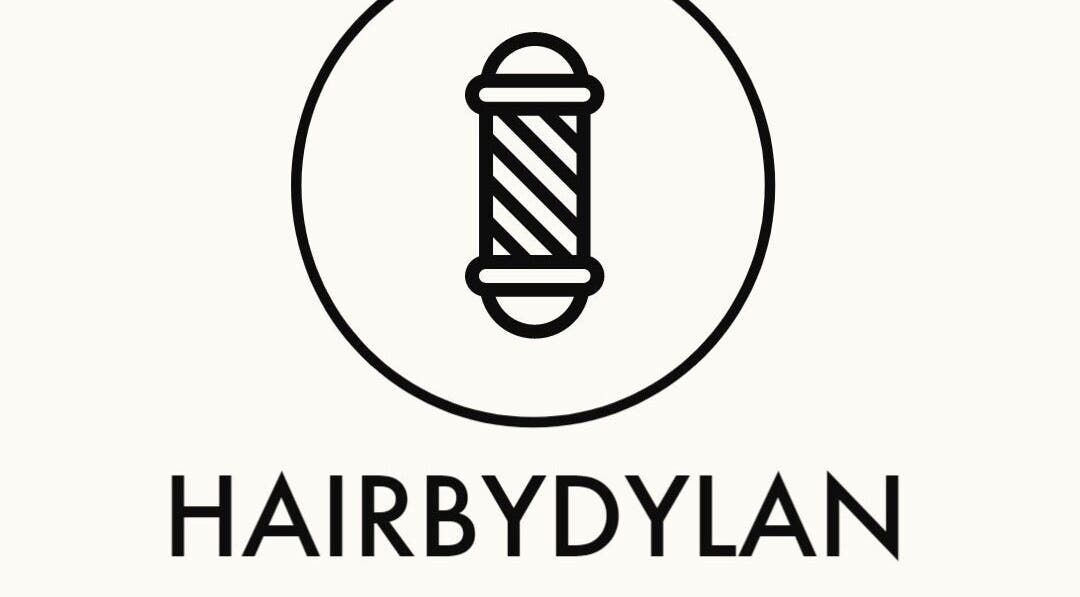 Logo of Hair by Dylan in Inglewood, Western Australia, AU, featuring a barber pole inside a circle.