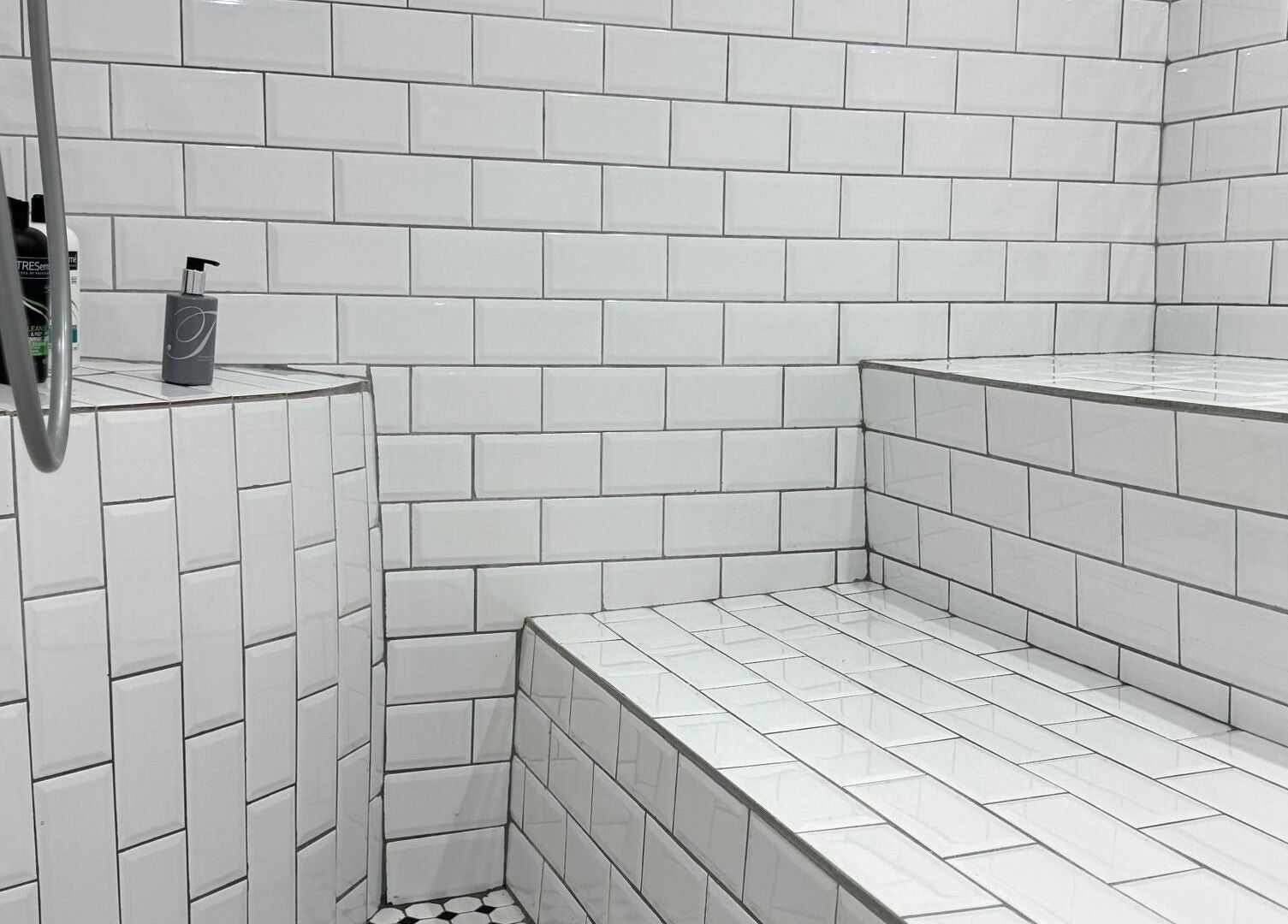 Luxurious tiled spa shower at Face it Spa, Tsumeb, Oshikoto Region, NA offering a tranquil retreat.