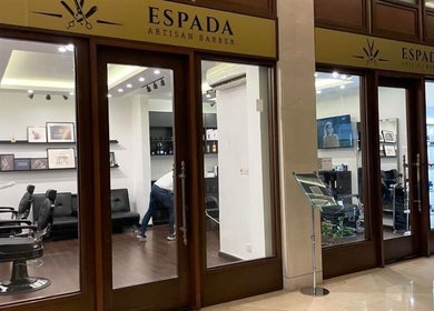 View of Espada Artisan Barber entrance with stylish interior at Dhahran, Eastern Province, SA.