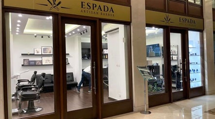 View of Espada Artisan Barber entrance with stylish interior at Dhahran, Eastern Province, SA.