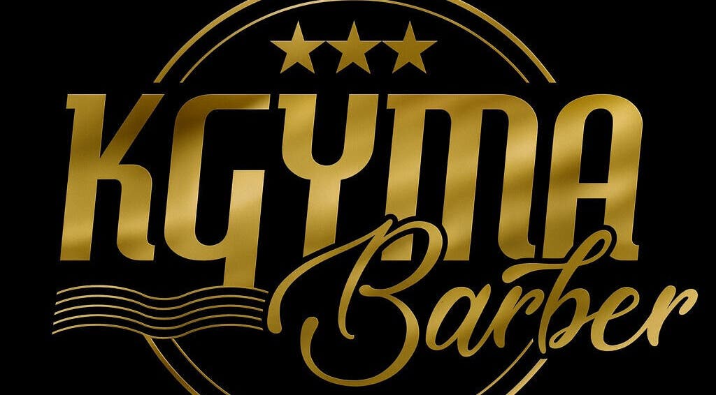 Logotipo dourado do KGYMA Barber em A Ver-o-mar, Porto, PT, simbolizando luxo e estilo profissional.
