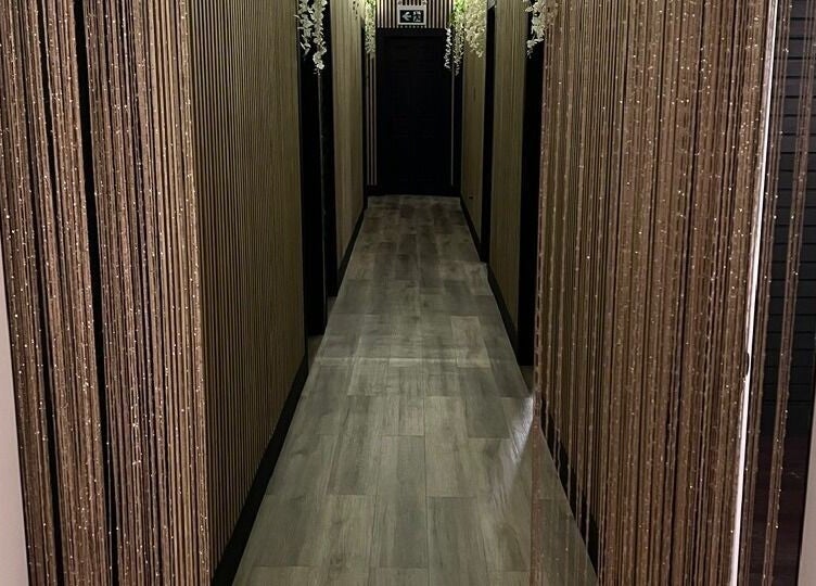 Stylish corridor at The Loft Spa, Barrington Passage, Nova Scotia, CA with elegant decor.