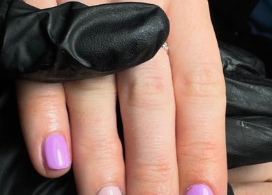 Lavender manicure at Sophie Victoria Nails, Frome, England, GB. Showcasing elegant nail artistry.