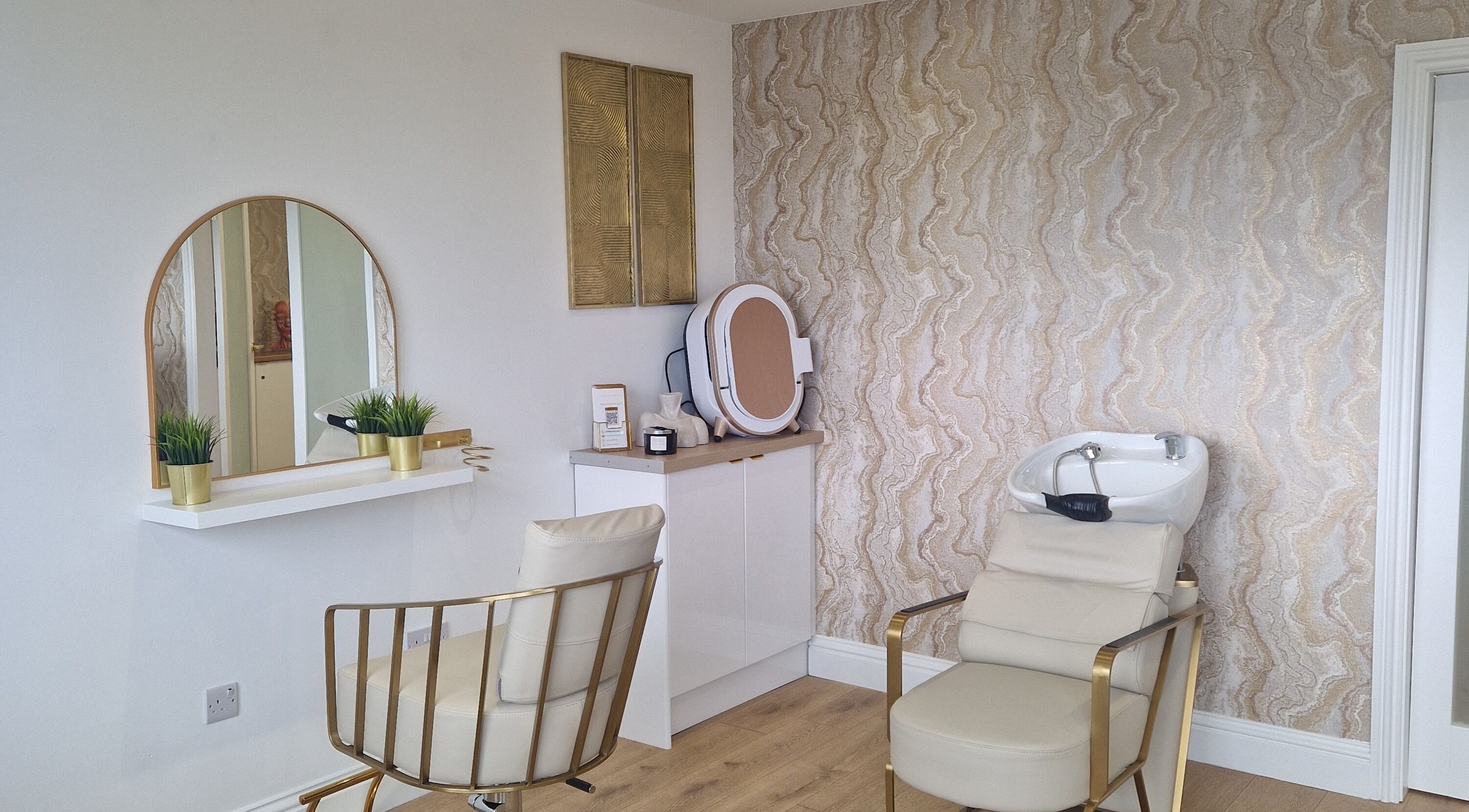 Chic salon interior at The Beauty of Aesthetics, Romford, England, GB featuring stylish decor and modern equipment.