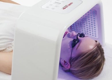 LED facial treatment at The Escape Beauty Rooms in Abertillery, Wales, GB, enhancing skin rejuvenation.