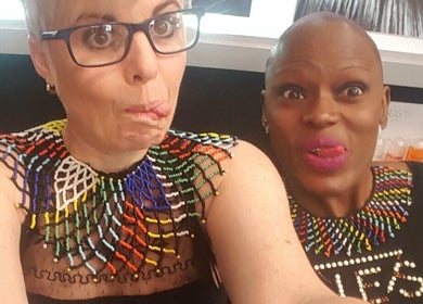 Stylists showing fun expressions at Hair by Sharon @ Envy, Boksburg, Gauteng, ZA.