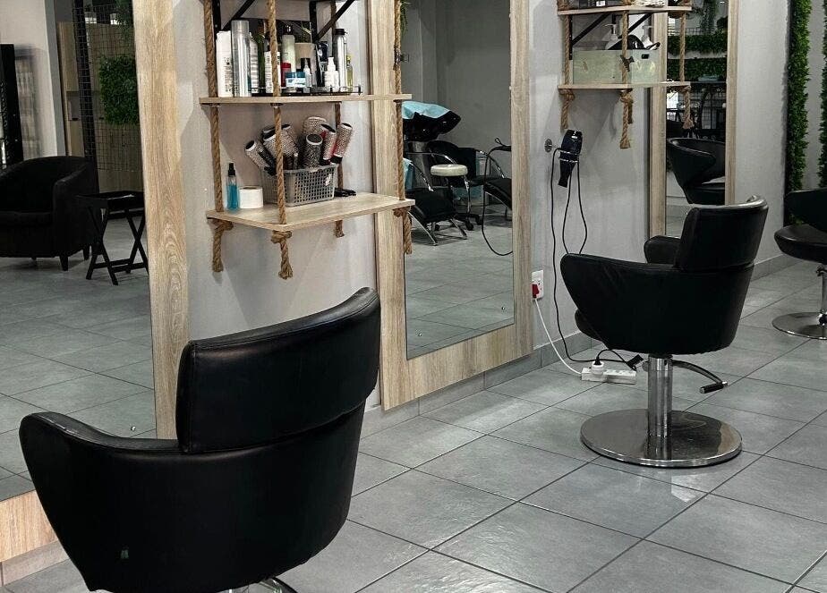 Modern salon chairs and mirrors at Hair by Sharon @ Envy hair design, Boksburg, Gauteng, ZA.