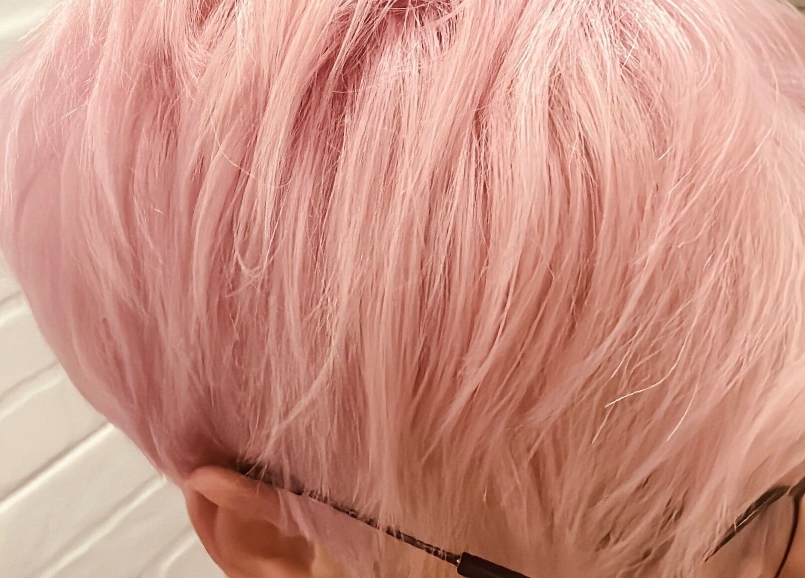 Chic pastel pink pixie cut at Hair by Sharon @ Envy hair design, Boksburg, Gauteng, ZA.