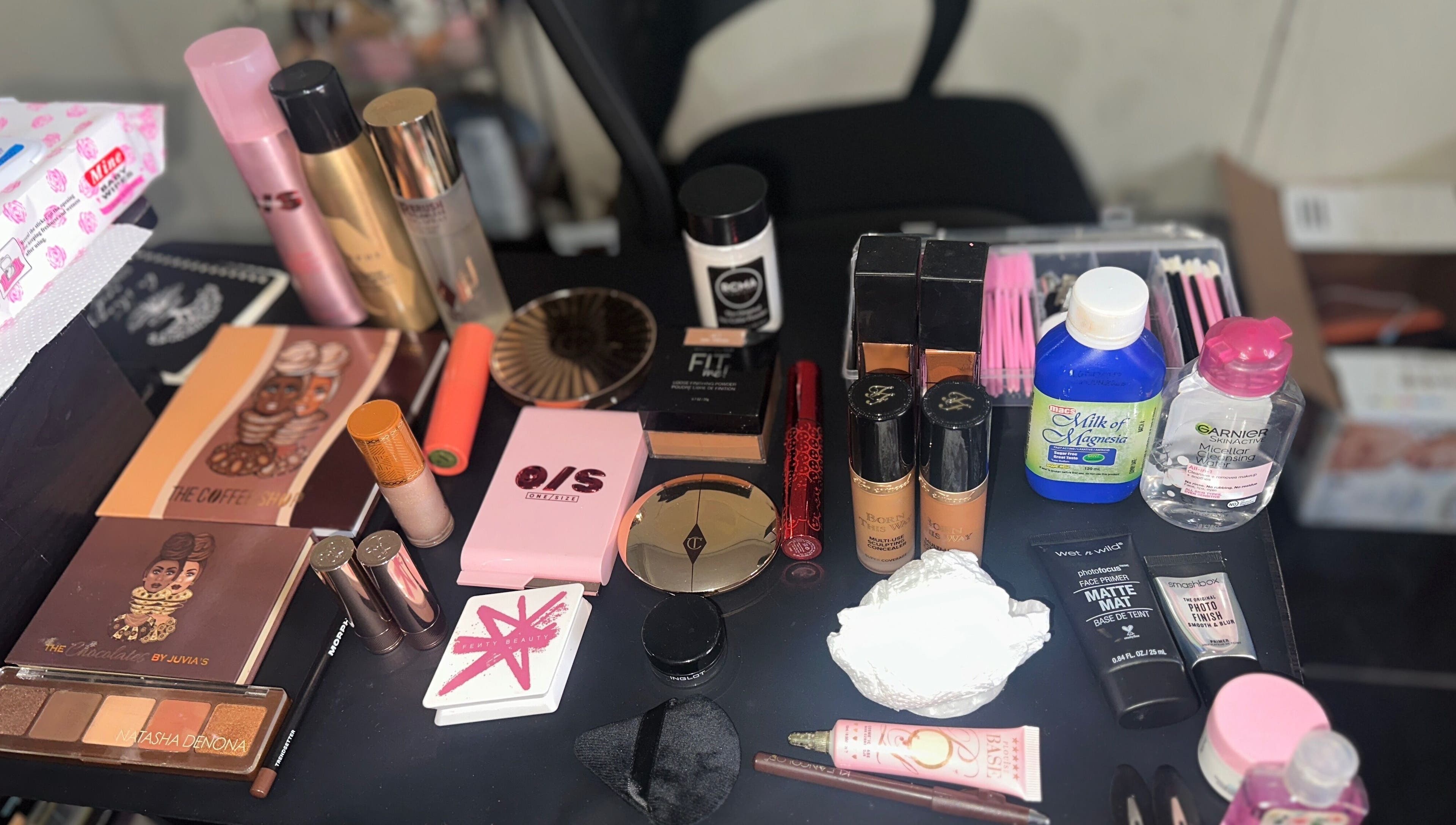 Cosmetic products on table at 3 Church Hill Avenue, Montego Bay, St. James, Montego Bay, St. James Parish, JM.