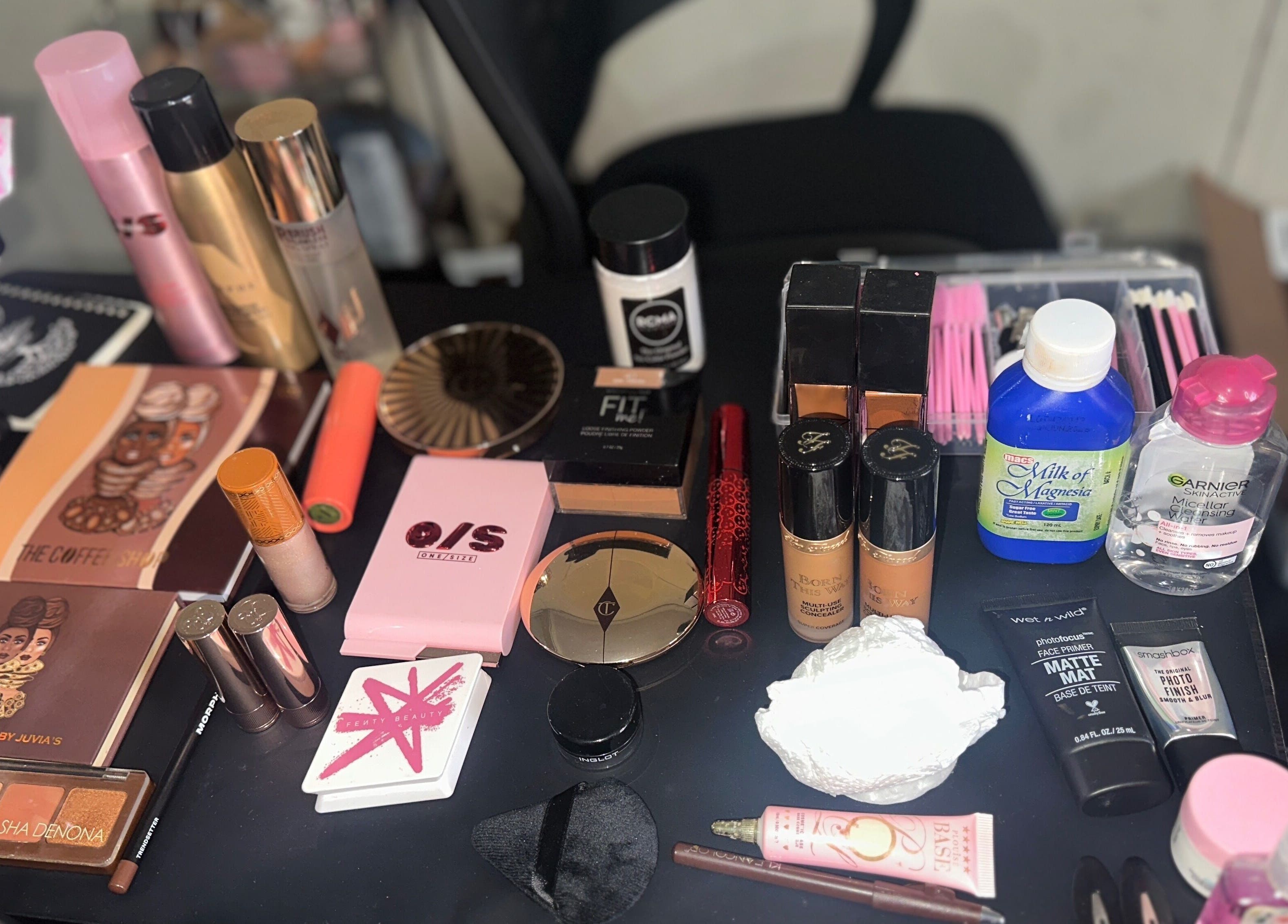 Cosmetic products on table at 3 Church Hill Avenue, Montego Bay, St. James, Montego Bay, St. James Parish, JM.