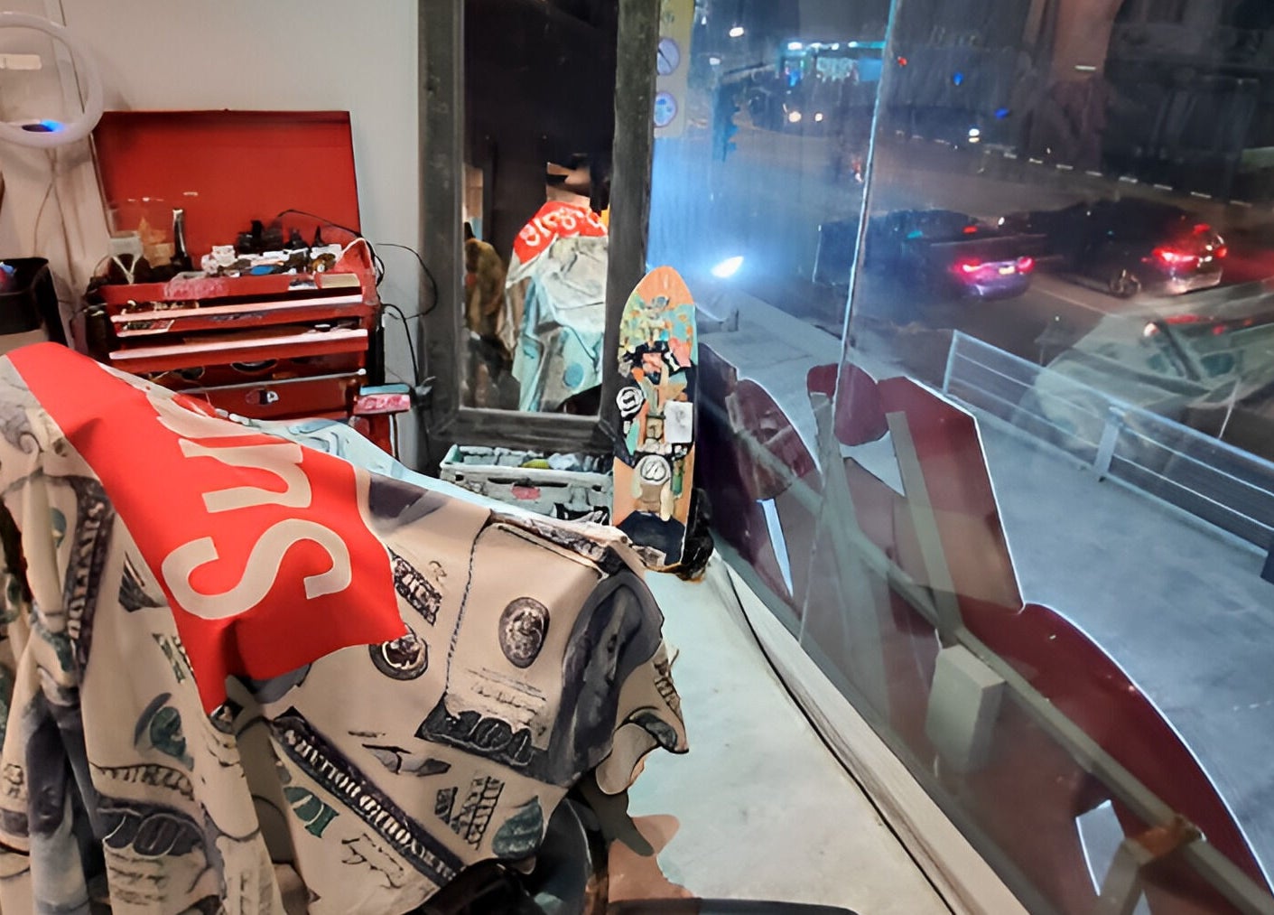 Interior view of Ace Studio Barbershop & Salon in Kuala Lumpur, showing chic decor and hairdressing station.