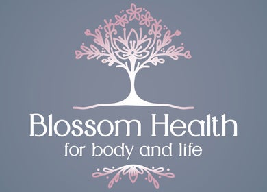 Blossom Health logo featuring floral design for Massage Therapy and Manual Osteopathy in Toronto, Ontario, CA.