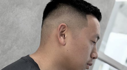 Close-up of sleek fade haircut at Rex's Barbershop, Auckland, Auckland, NZ.