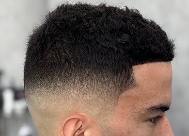 Close-up of a precision fade haircut at Rex's Barbershop, Auckland, Auckland, NZ.
