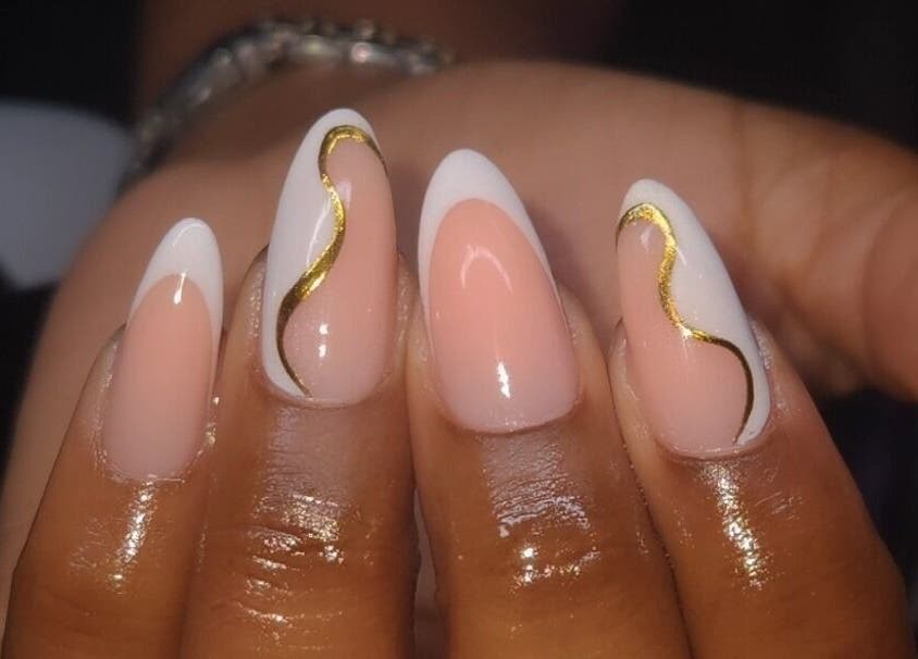 Elegant nail art with gold accents at The NailScape by Ria, Bridgetown, Saint Michael, BB.