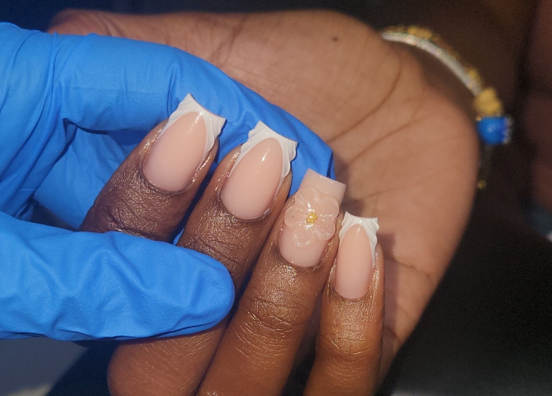 Elegant flower nail art at The NailScape by Ria, Bridgetown, Saint Michael, BB.