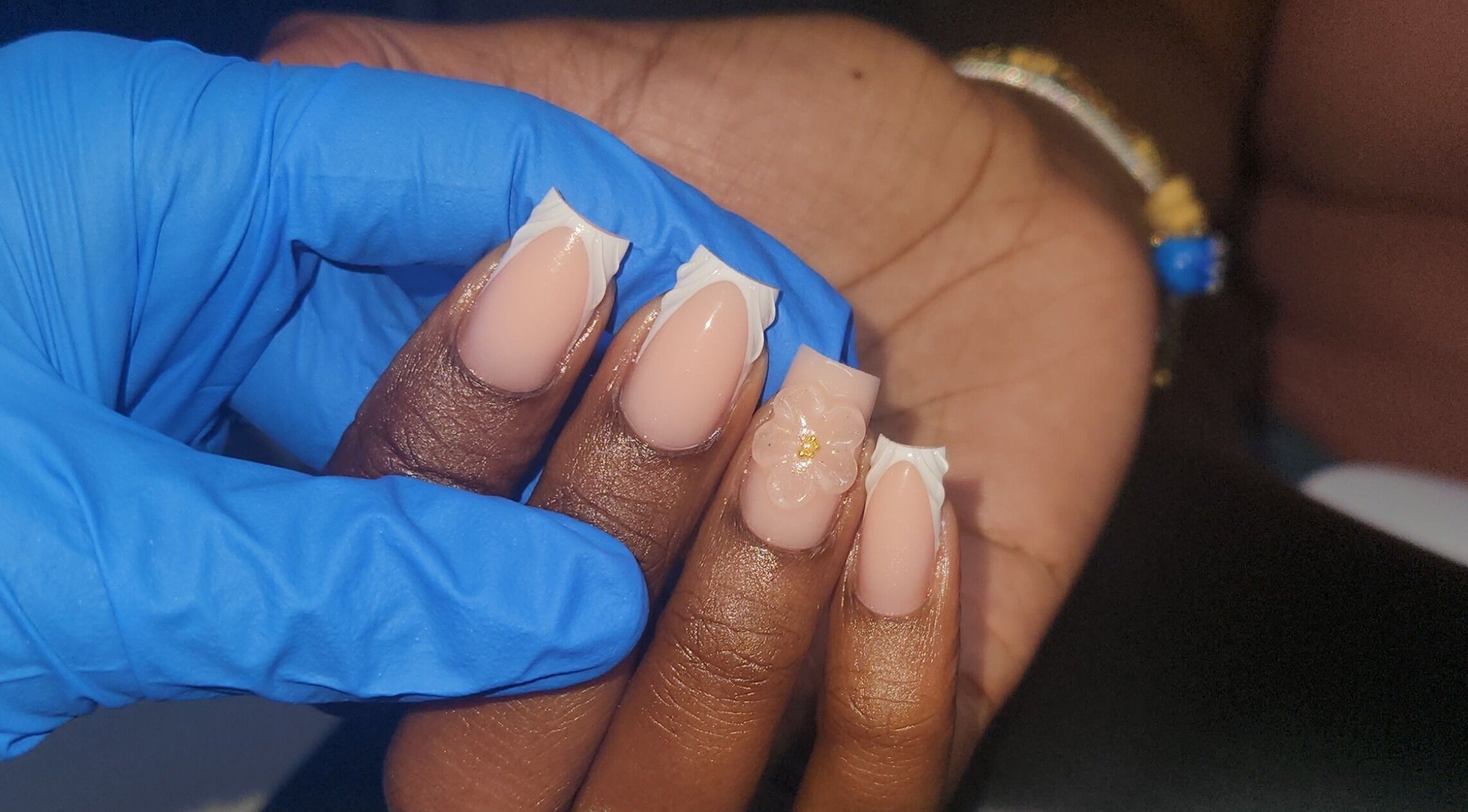 Elegant floral nail art at The NailScape by Ria TNS, located in Bridgetown, Saint Michael, BB.