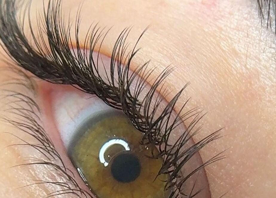 Close-up of eye with lash extensions at Vi.LashYou Westmount, London, Ontario, CA.