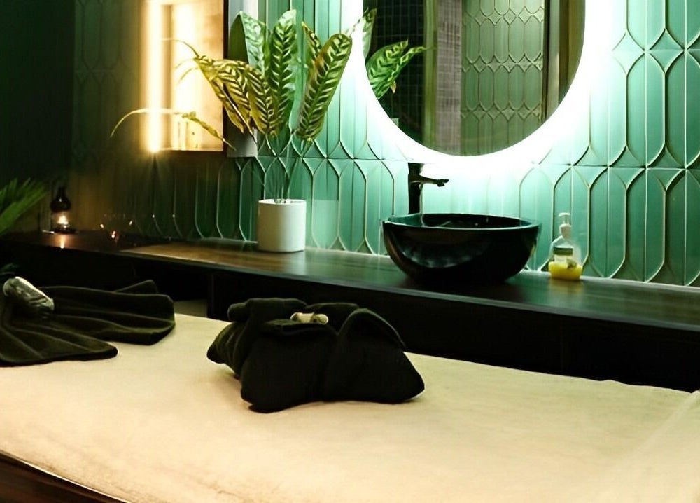 Luxurious massage table at Thalasso Spa (Vasant Vihar), New Delhi, Delhi, IN, offering a tranquil retreat.