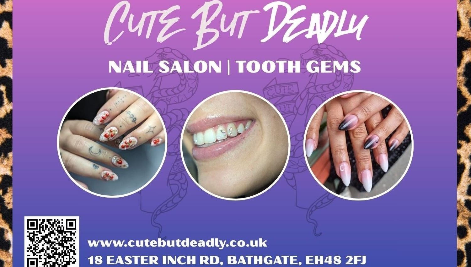 Cute But Deadly nail co. Bathgate showcases stunning nail art and tooth gems in Bathgate, Scotland, GB.