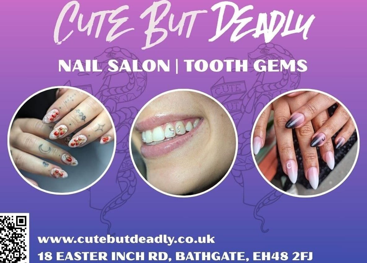 Cute But Deadly nail co. Bathgate showcases stunning nail art and tooth gems in Bathgate, Scotland, GB.
