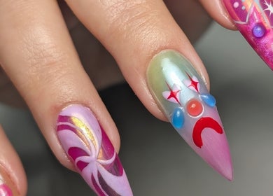 Colorful nail art design from Cute But Deadly nail co. Bathgate, Bathgate, Scotland, GB showcasing detailed artistry.