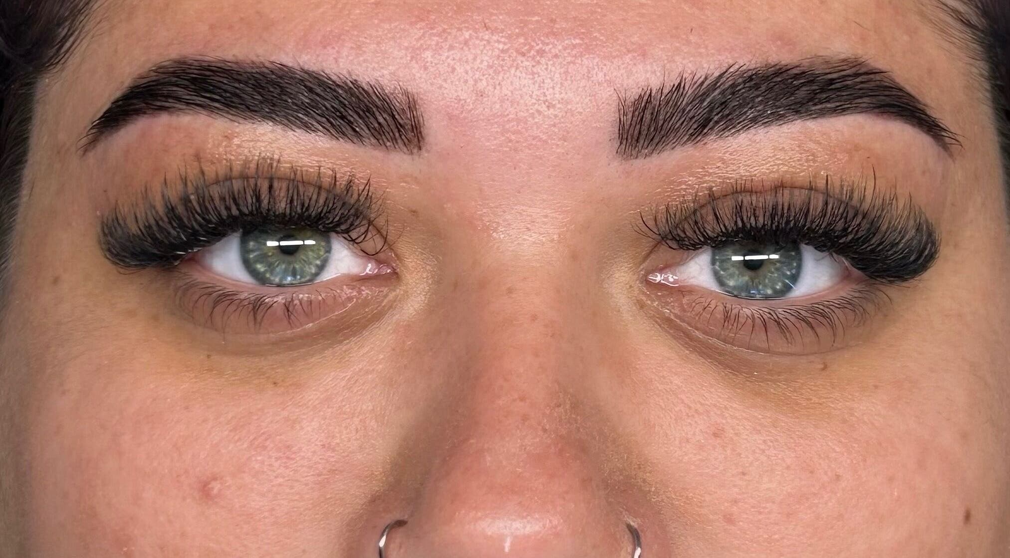 Close-up of flawless lash extensions by Lashed by Linz, Basingstoke, England, GB showing exquisite detail.