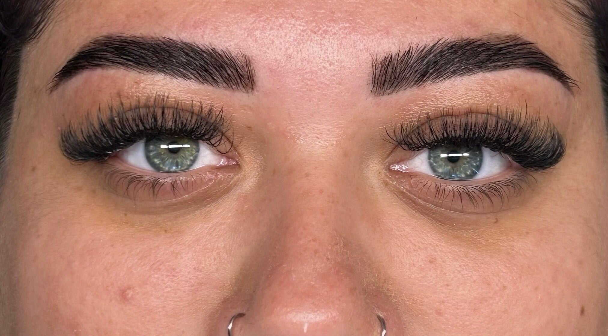 Close-up of flawless lash extensions by Lashed by Linz, Basingstoke, England, GB showing exquisite detail.