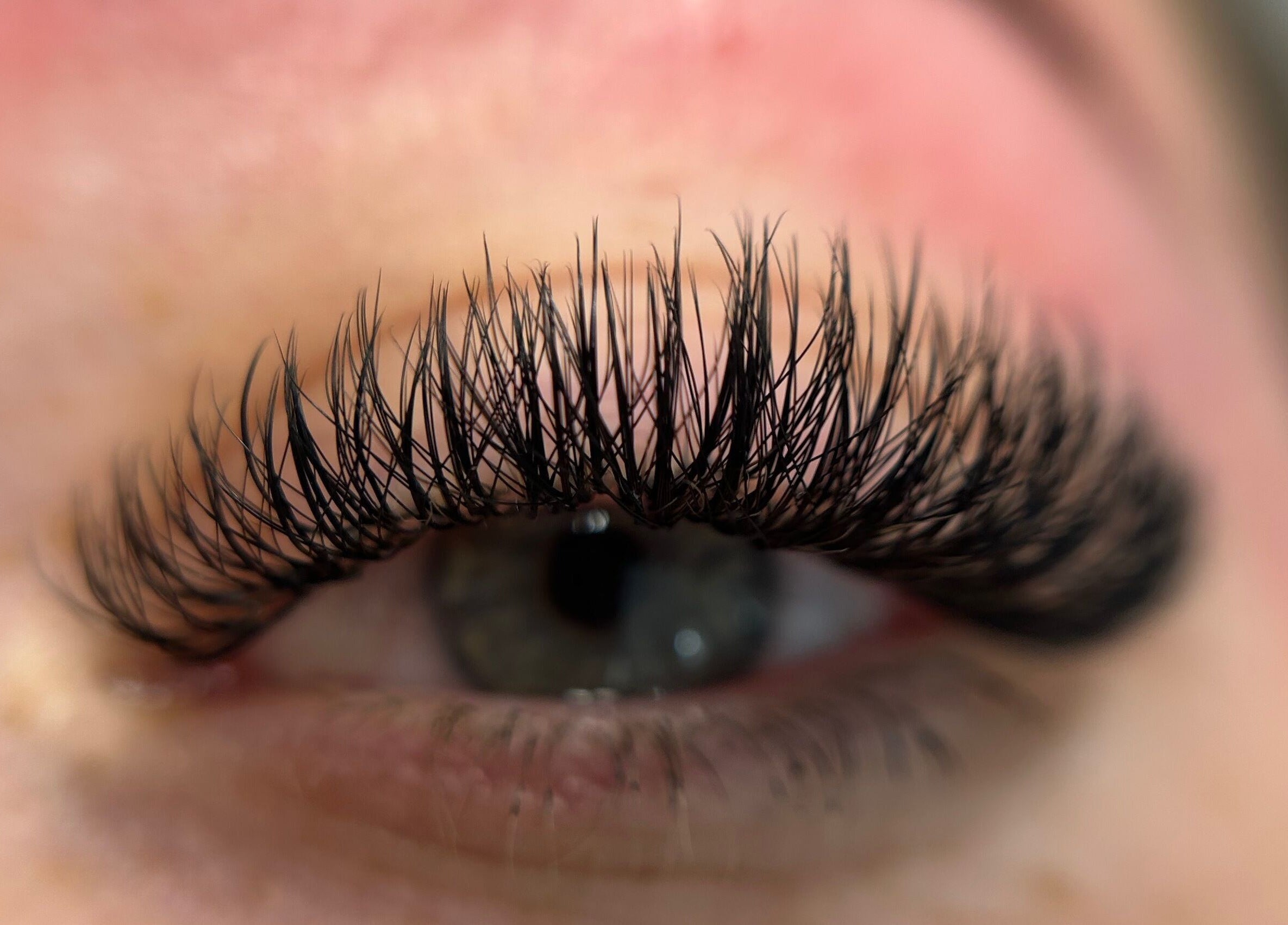 Close-up of eyelash extensions at Lashed by Linz, Basingstoke, England, GB.