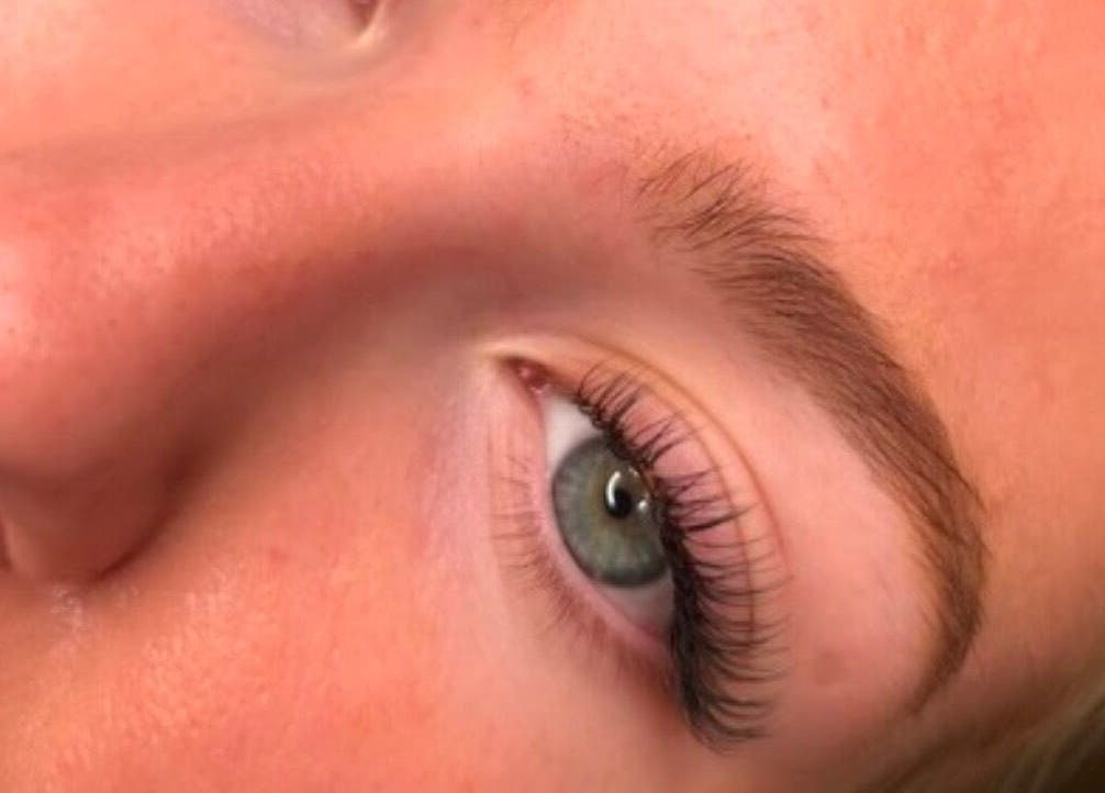 Close-up of eyelash extension from Lashed by Linz in Basingstoke, England, GB showcasing artistry.