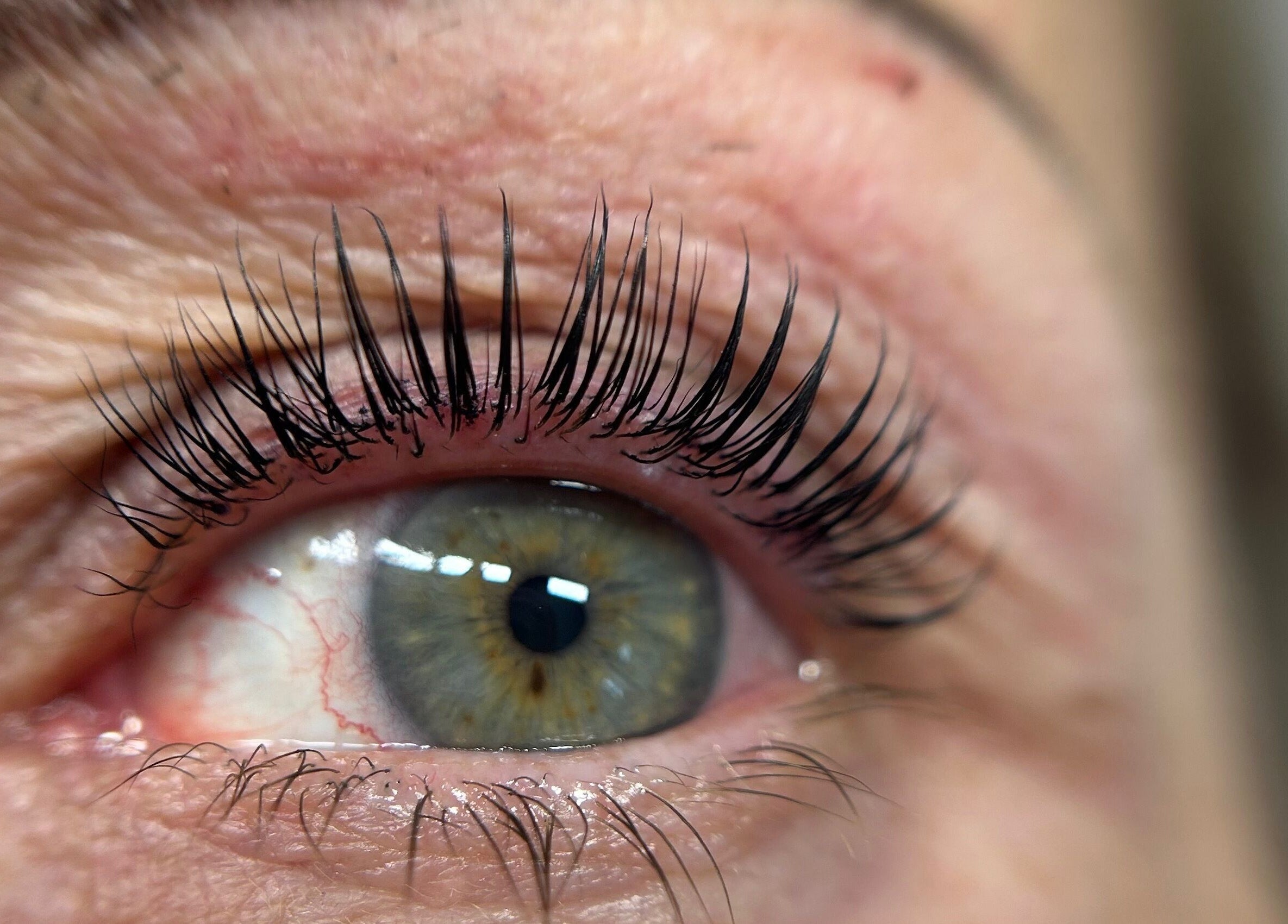 Close-up of eyelash extensions at Lashed by Linz, Basingstoke, England, GB highlighting precise lash work.